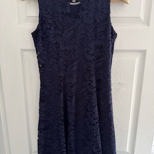 JM Collection Navy Lace Midi Dress